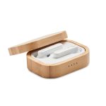 Wireless Earbuds in Bamboo Case