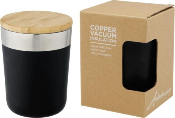 Insulated Stainless Steel Tumbler with Bamboo Lid 300ml - Black