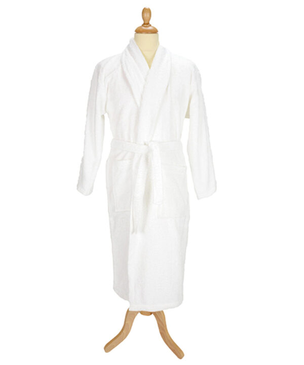 Bath Robe with Shawl Collar - White