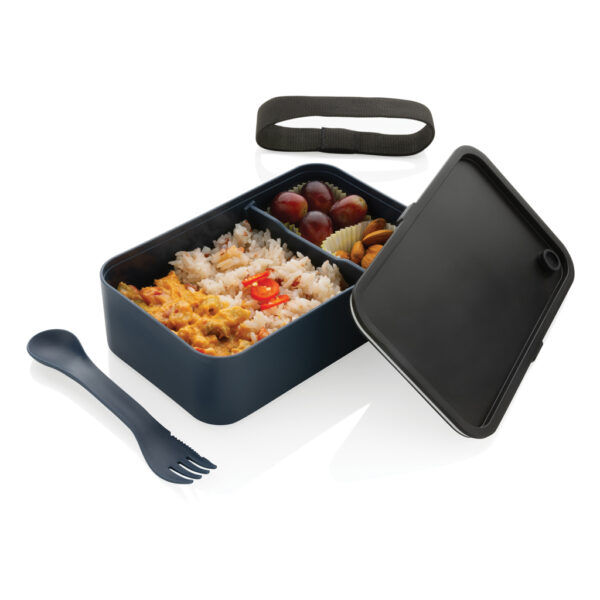 GRS recycled PP lunch box with spork - Navy GRS recycled PP lunch box with spork - Navy