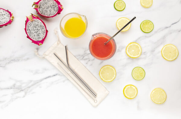 Reusable stainless steel 3 pcs straw set - Home & Barware Reusable stainless steel 3 pcs straw set - Home & Barware