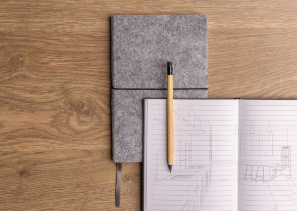 GRS certified recycled felt A5 softcover notebook - Black